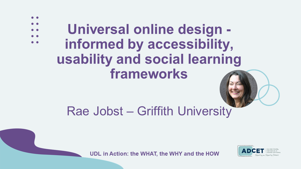 1C. Universal online design - informed by accessibility, usability and social learning frameworks