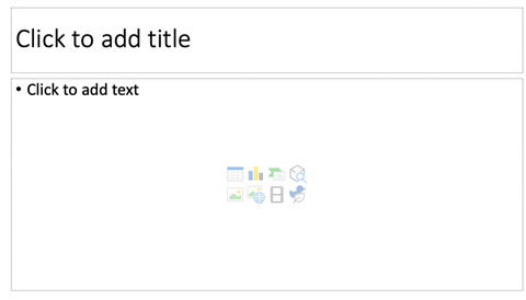 Screenshot of empty PowerPoint slide showing Click to add title box