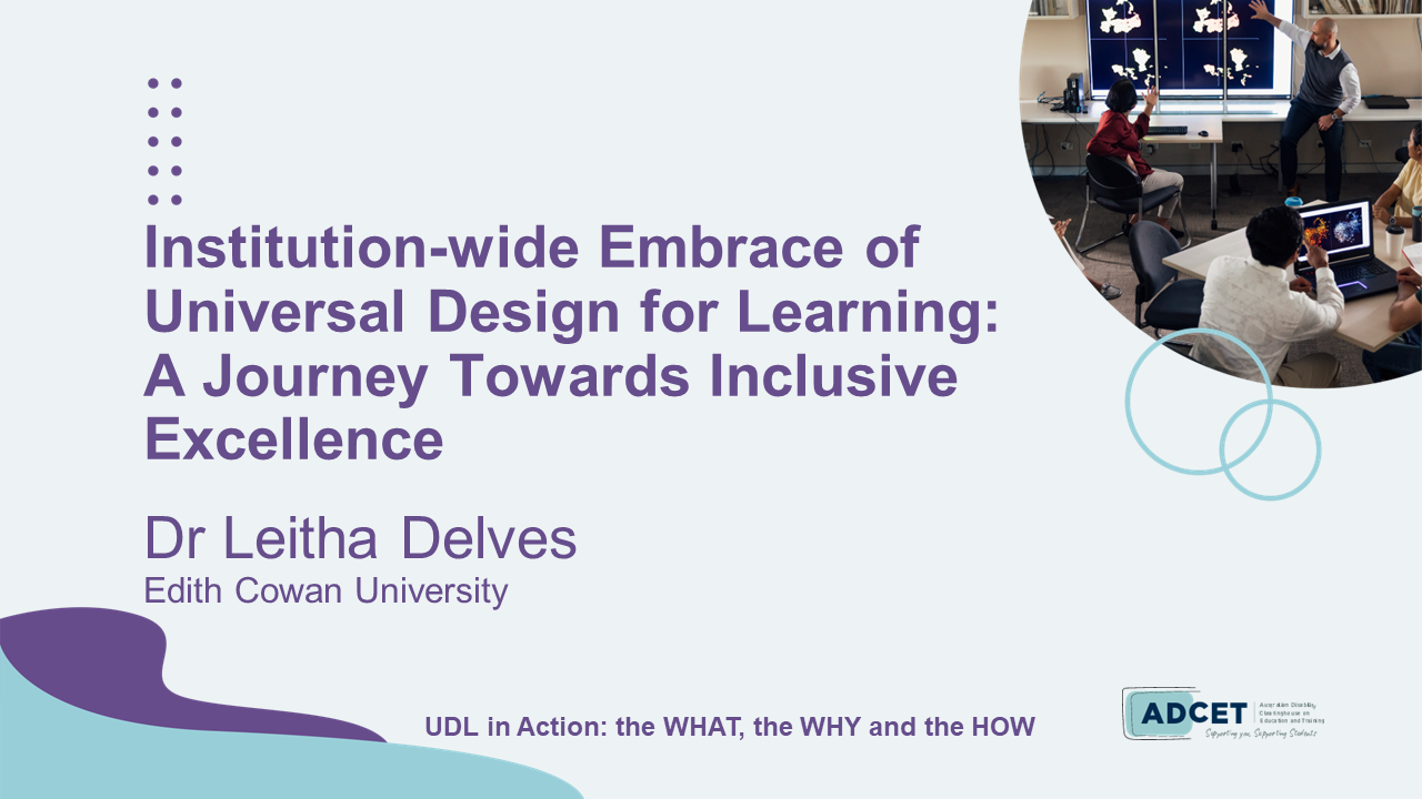 1D. Institution-wide embrace of Universal Design for Learning: A journey towards inclusive excellence