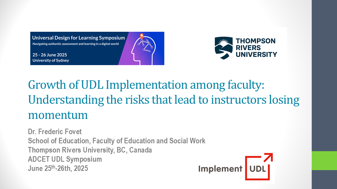 Growth of UDL Implementation among faculty: Understanding the risks that lead to instructors losing momentum