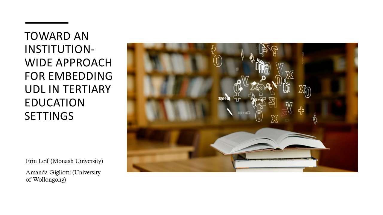Toward an Institutional-Wide Approach for Embedding UDL in Tertiary Education Settings