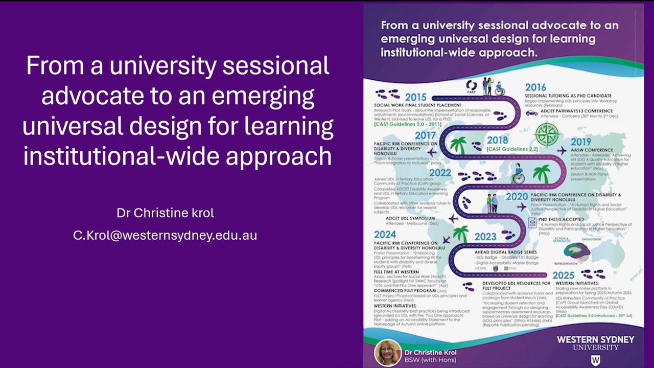 From a university sessional advocate to an emerging UDL institutional-wide approach