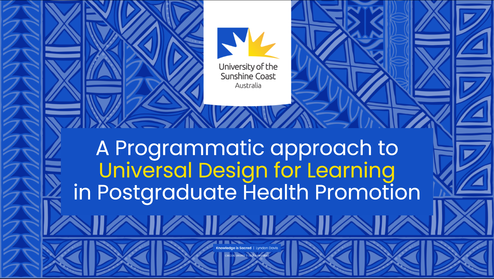 A Programmatic Approach to Universal Design for Learning in Postgraduate Health Promotion