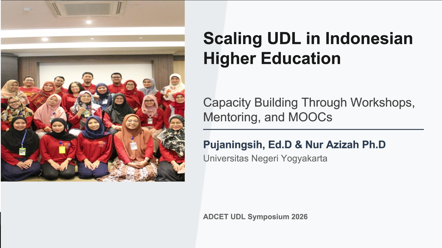Scaling Universal Design for Learning in Indonesian Higher Education - Capacity Building Through Workshops, Mentoring, and MOOCs