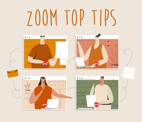 Image with text 'Zoom top tips' 