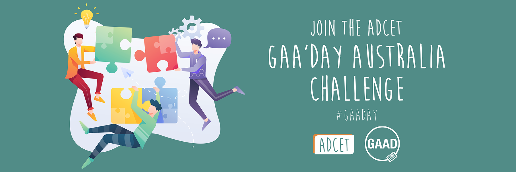 Text reading, Join the ADCET GAA'DAY Australia Challenge #GAADAY