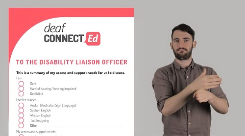 deafConnectEd student resource ‘Access your education’ – Auslan presenter: Dylan Beasley 2019