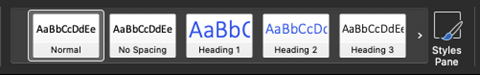 a screenshot of the styles pane in Microsoft Word showing tiles with different heading styles. 
